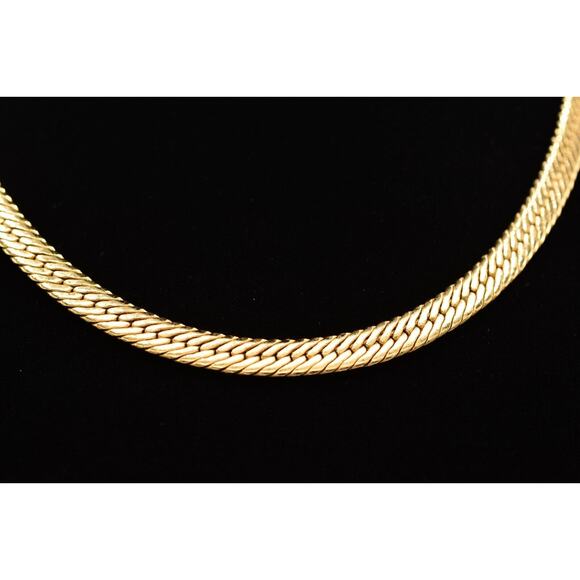 Givenchy Vintage Herringbone Chain Necklace Gold Chunky 18" Signed 1980s Bin1D - Picture 1 of 12